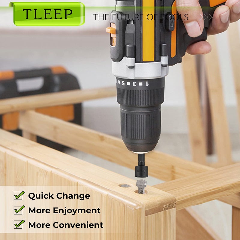 TLEEP 20 x Power Nut Driver Set for Impact Drill, SAE and Metric 1/4â€ Hex Head Drill Bit Set Screwdriver Socket Set, Chrome Vanadium Steel, Quick Change Chuck Socket Wrench Screw Impact Nutsetter - Image 4